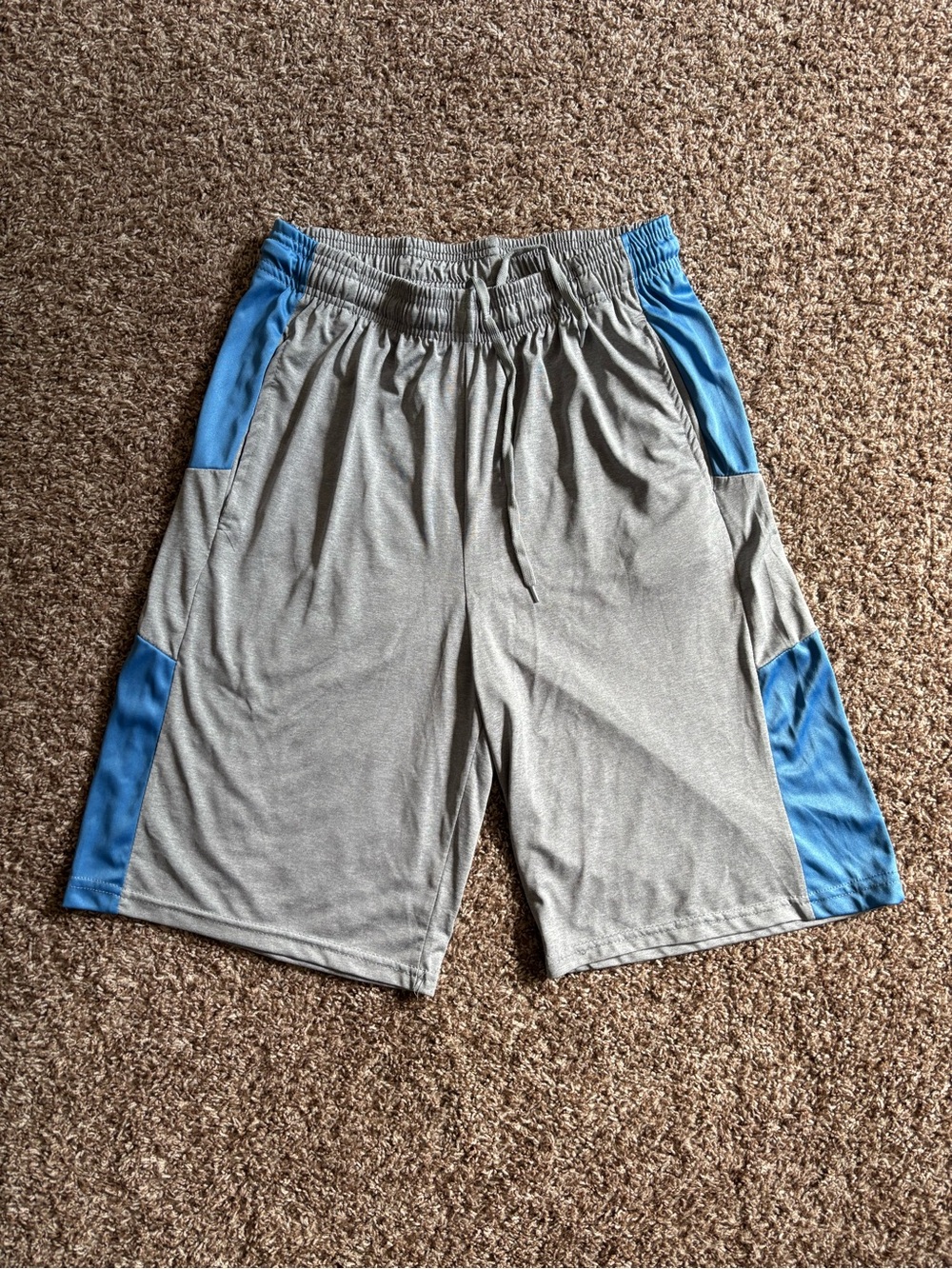 🩳 Grey and Blue Men's Athletic Performance Shorts
